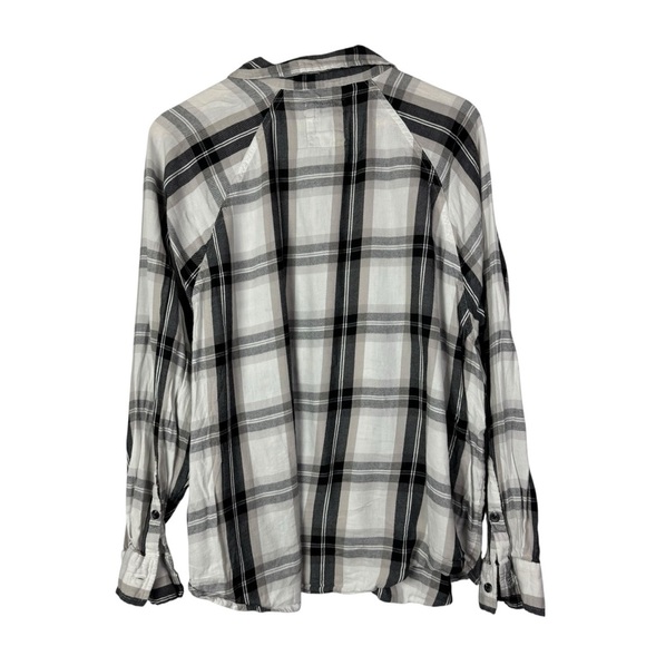 SO White & Black Plaid Long Sleeve Button Down XL - Picture 2 of 4